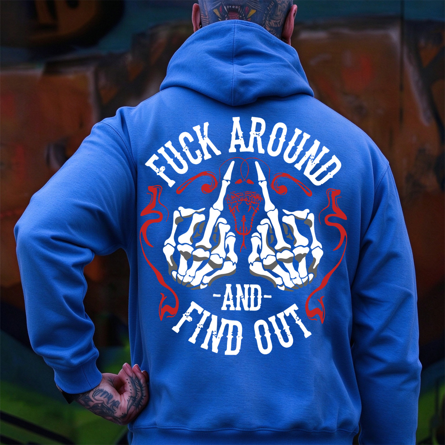 FUCK AROUND AND FIND OUT Defiant Bone Hand Print Men's Hoodie Image - 10