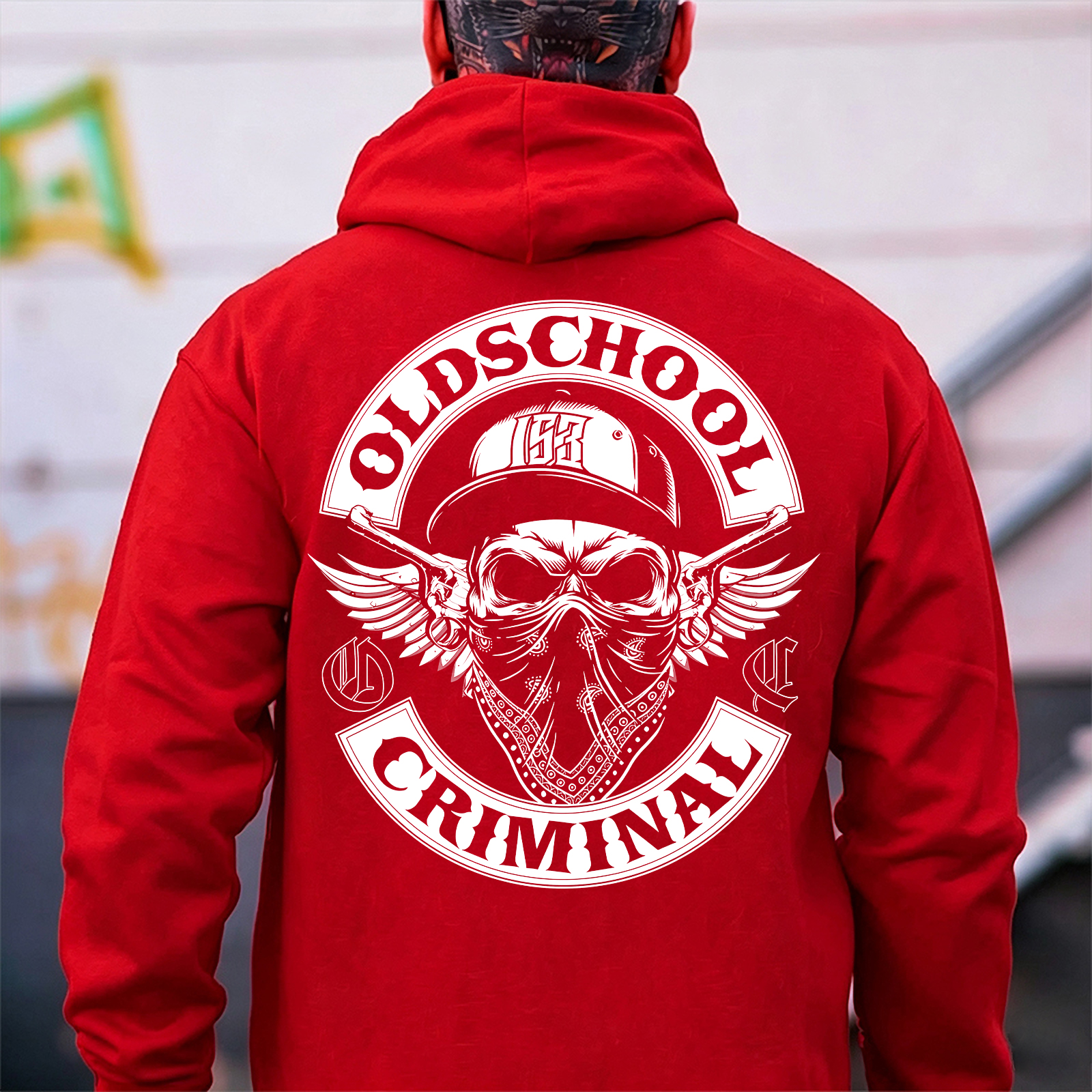 OLD SCHOOL CRIMINAL Hip-hop Skull Print Men's Hoodie Image - 6