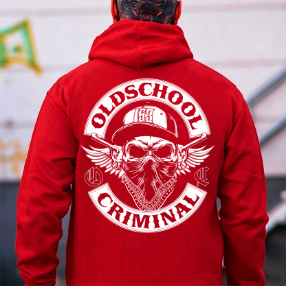 OLD SCHOOL CRIMINAL Hip-hop Skull Print Men's Hoodie Image - 6