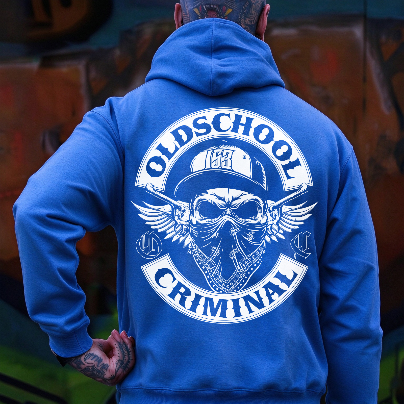 OLD SCHOOL CRIMINAL Hip-hop Skull Print Men's Hoodie Image - 9