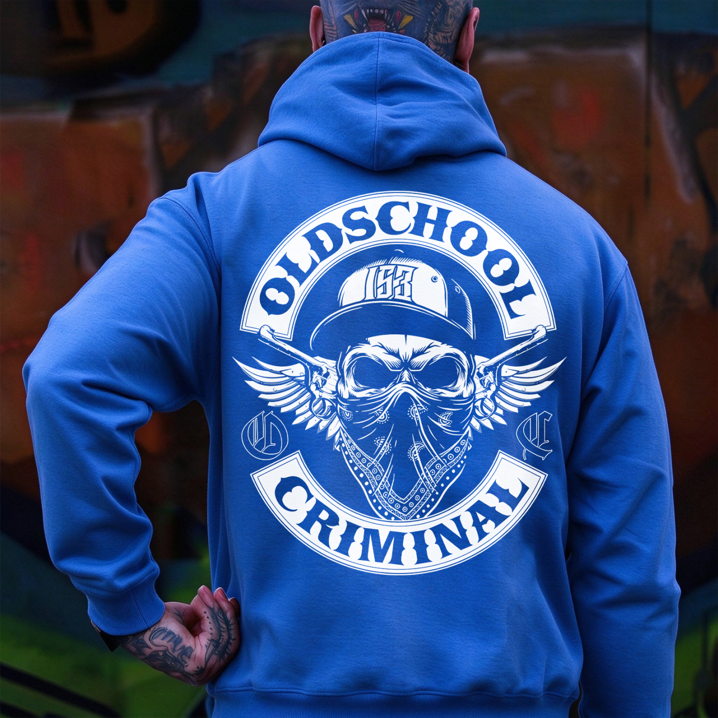 OLD SCHOOL CRIMINAL Hip-hop Skull Print Men's Hoodie Image - 9