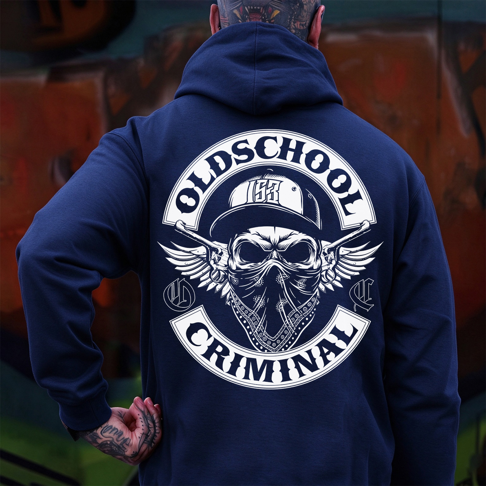 OLD SCHOOL CRIMINAL Hip-hop Skull Print Men's Hoodie Image - 10