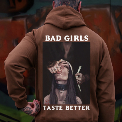BAD GIRLS TASTE BETTER Suck Finger Nun Print Men's Hoodie Image - 8