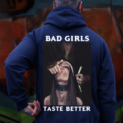 BAD GIRLS TASTE BETTER Suck Finger Nun Print Men's Hoodie Image - 9