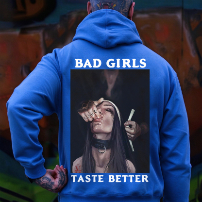 BAD GIRLS TASTE BETTER Suck Finger Nun Print Men's Hoodie Image - 12