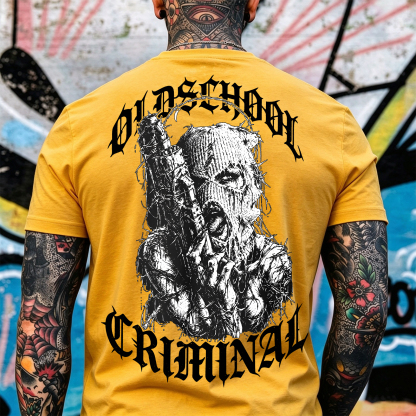Old School Criminal Ski Mask Girl Licking Tongue Barbed Wire Provocative Chicano Gangster Men's Graphic T-Shirt Image - 3