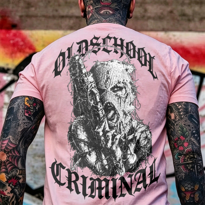 Old School Criminal Ski Mask Girl Licking Tongue Barbed Wire Provocative Chicano Gangster Men's Graphic T-Shirt Image - 11