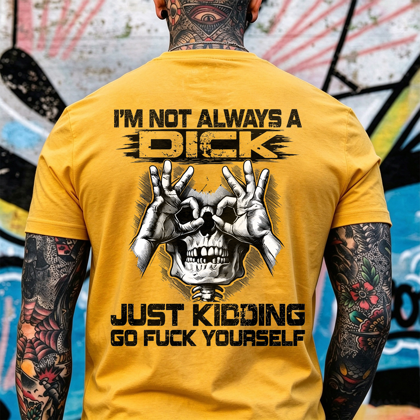I'm Not Always a Dick Just Kidding Go Fuck Yourself Skull OK Gesture Men's Graphic T-Shirt Sarcastic Offensive Streetwear Image - 14