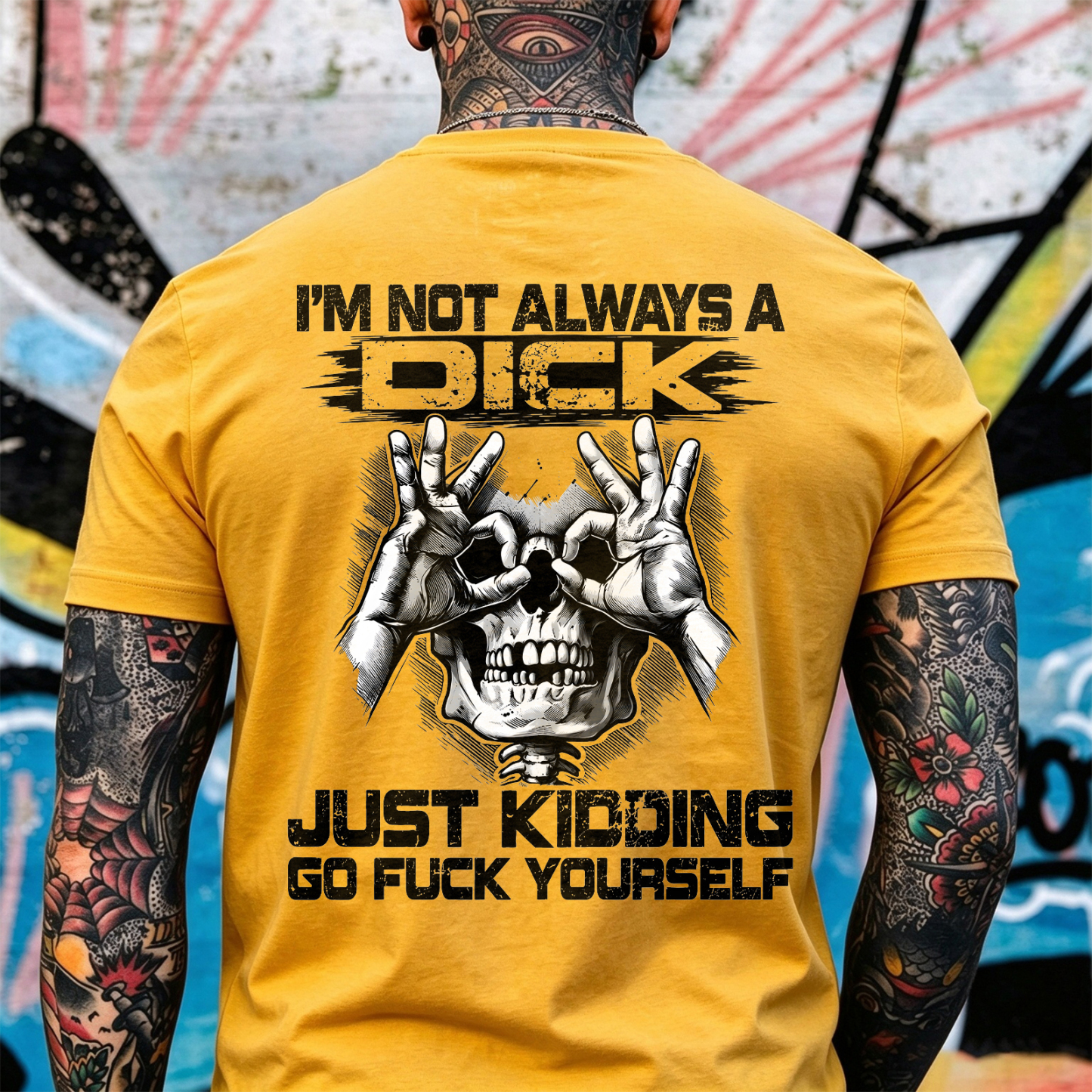 I'm Not Always a Dick Just Kidding Go Fuck Yourself Skull OK Gesture Men's Graphic T-Shirt Sarcastic Offensive Streetwear Image - 14