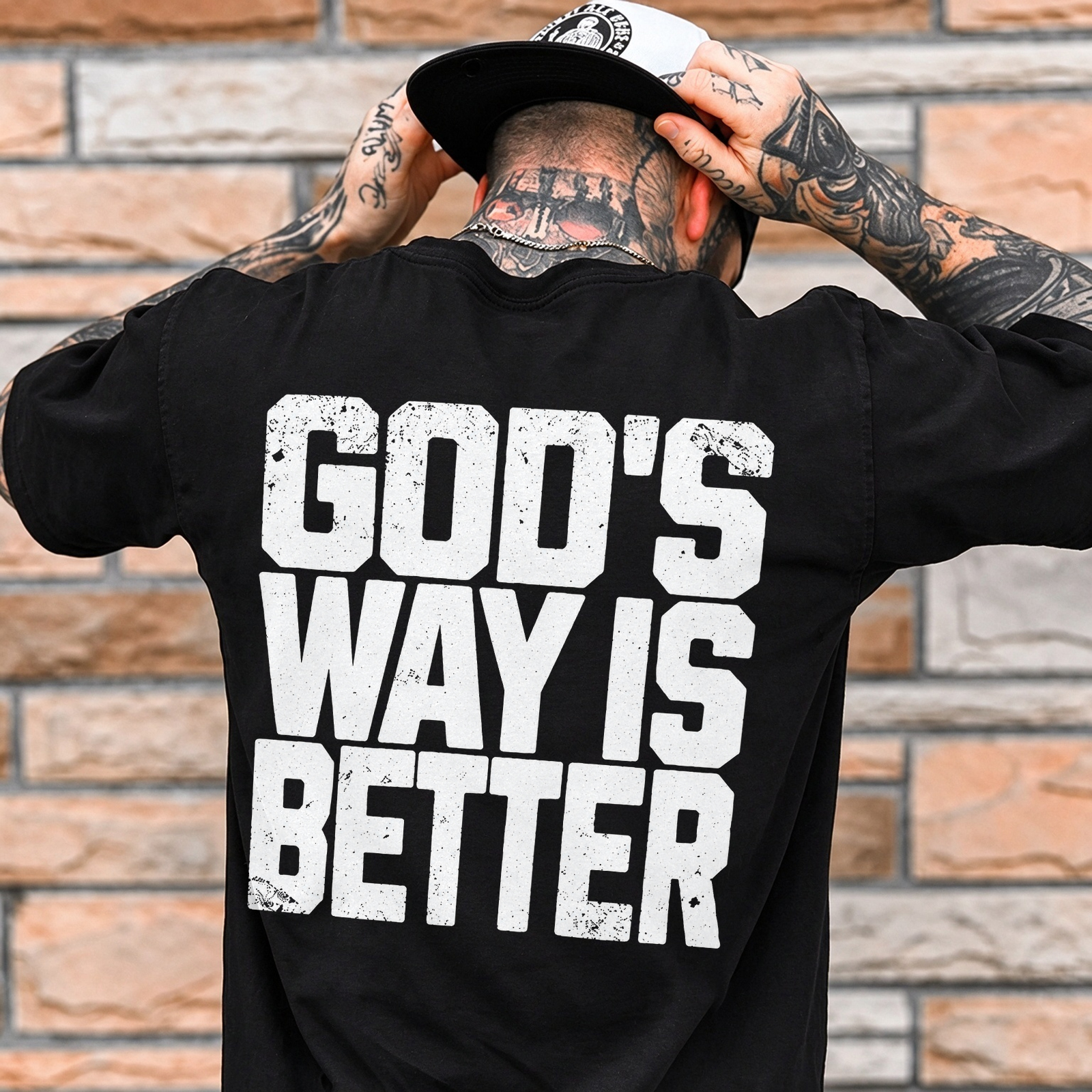God's Way Is Better Distressed Slogan Vintage Grunge Men's Graphic T-Shirt Image - 1