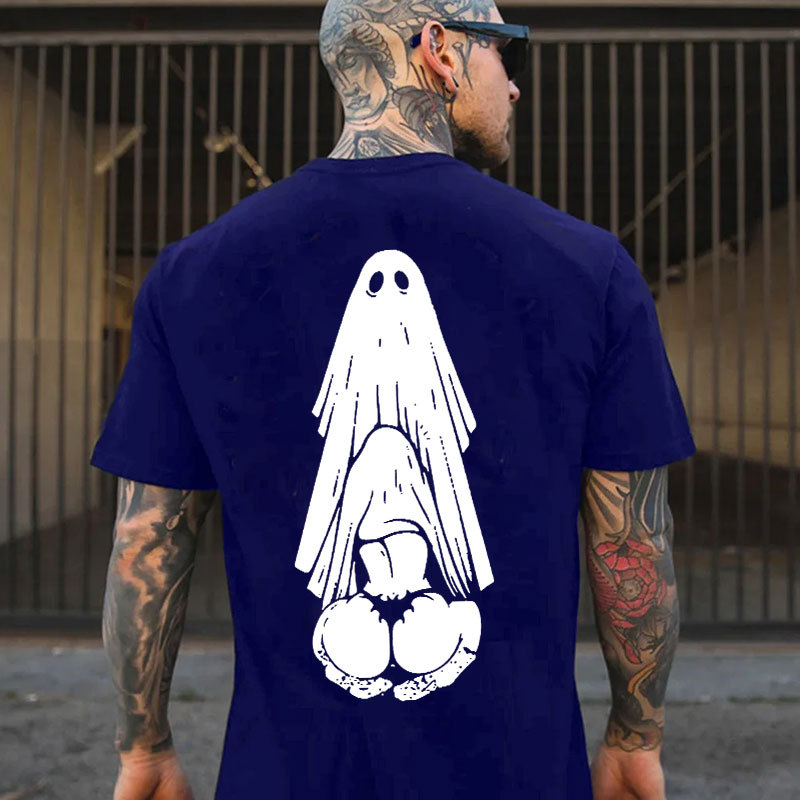 Oral Sex with Ghost Dirty Love Casual Black and White Print T-shirt