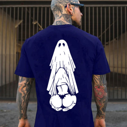 Oral Sex with Ghost Dirty Love Casual Black and White Print T-shirt