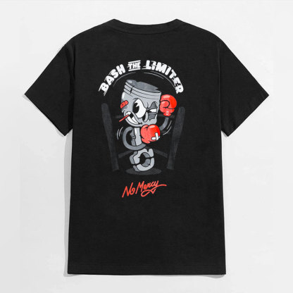 BASH THE LIMITER No Mercy Fighting Tool Man Graphic Black Print T-shirt