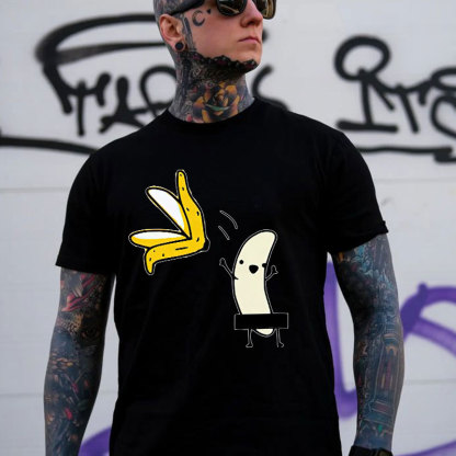 A Peeled Banana Sexy Cartoon White Print T-Shirt