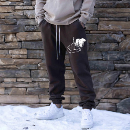 Skull Eating Ass in the Coffin Men's Print Sweatpants