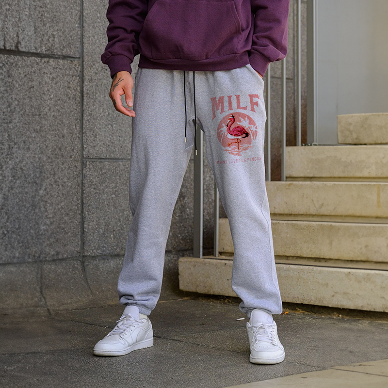MILF MAN I LOVE FLAMINGOS Men's Print Sweatpants