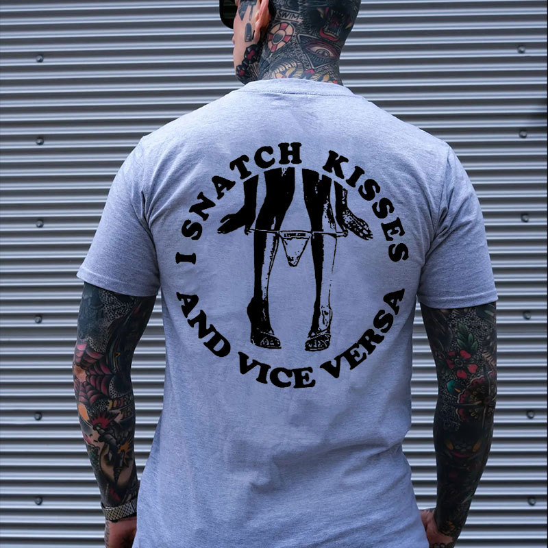 I SNATCH KISSES Sexy Lady Graphic Black Print T-shirt