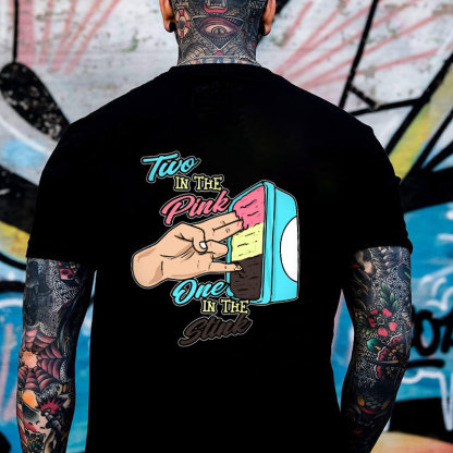 TWO IN THE PINK ONE IN THE STINK Fingers Ice-cream Black Print T-shirt