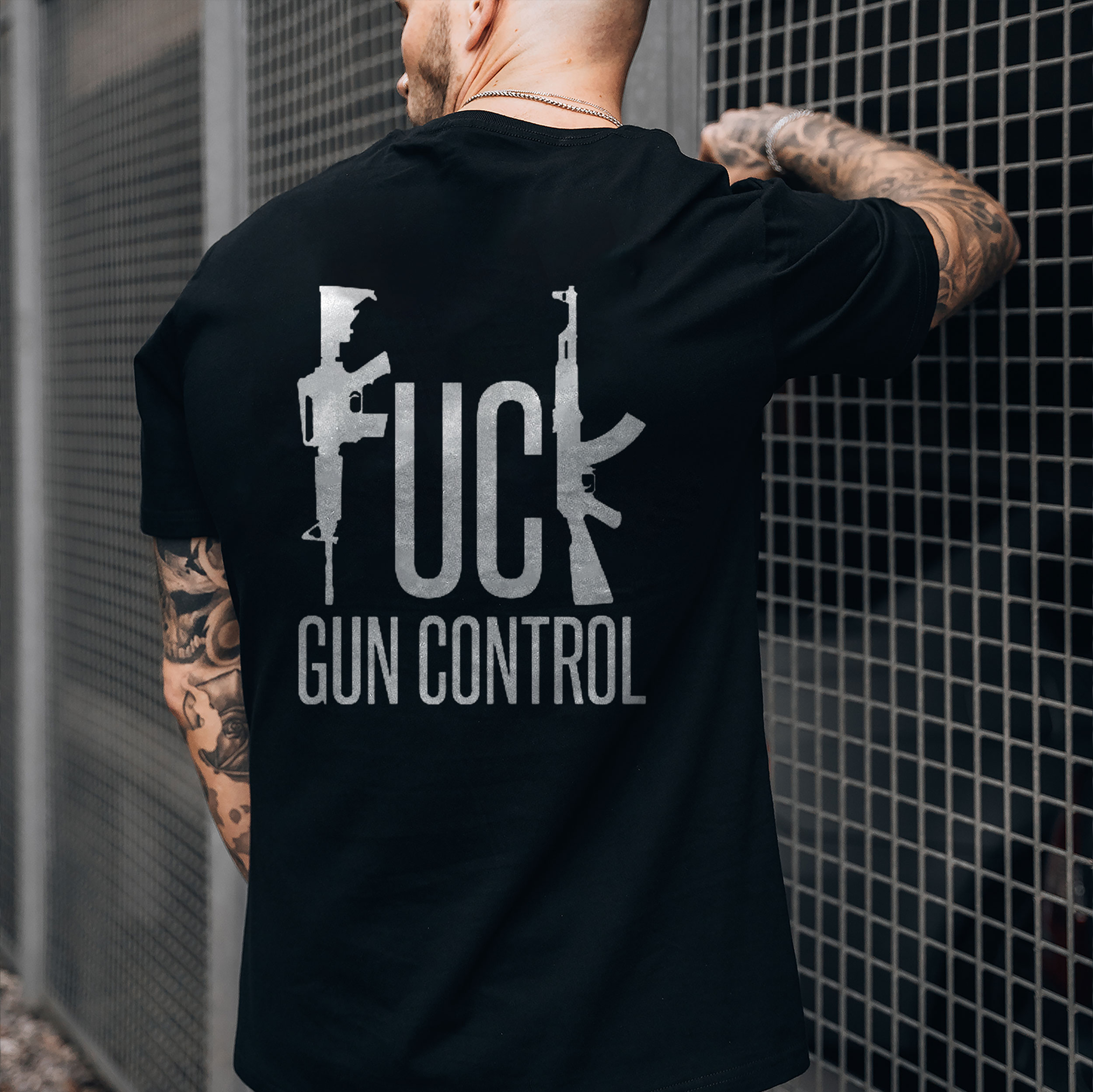 F*CK GUN CONTROL Graphic Casual Black Print T-shirt