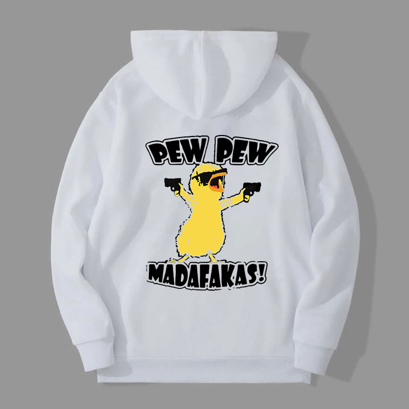 Yellow Duck Carries Pistol Letter Graphic Black Print Hoodie