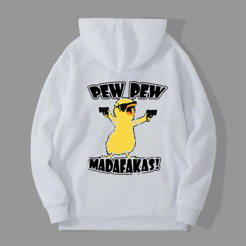 Yellow Duck Carries Pistol Letter Graphic Black Print Hoodie