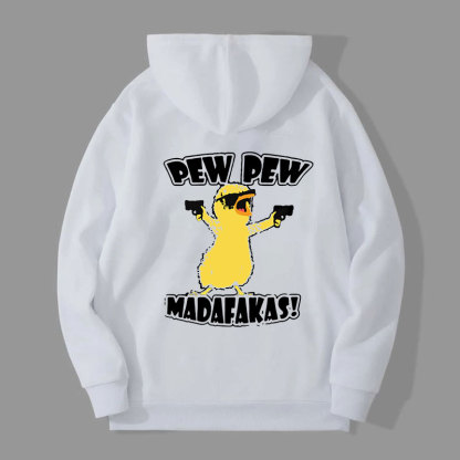 Yellow Duck Carries Pistol Letter Graphic Black Print Hoodie