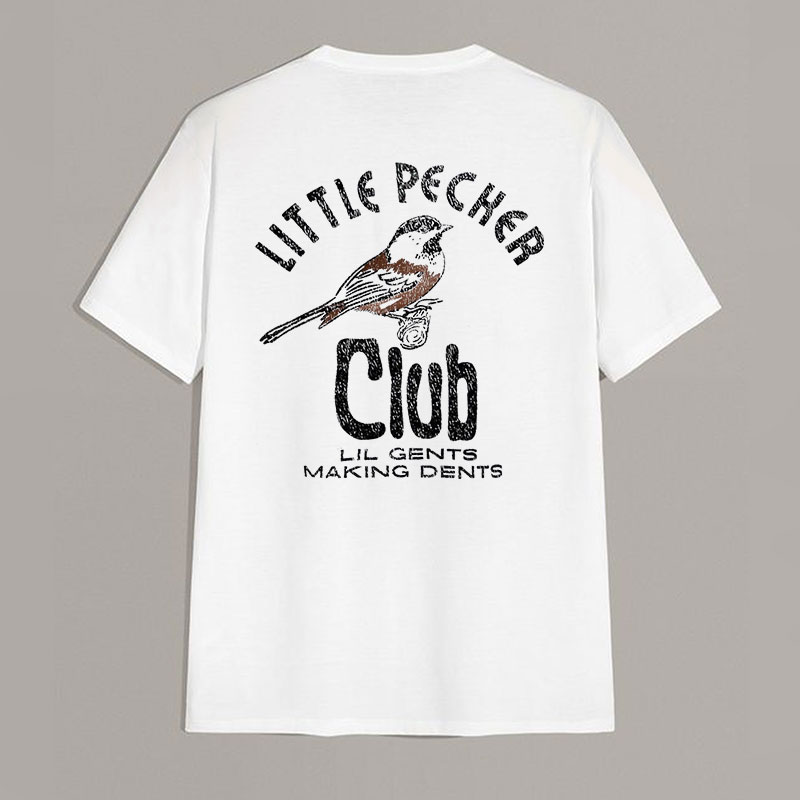 LITTLE PECKER CLUB Bird White Print T-shirt