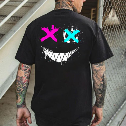 Evil Emoji Graphic Black Print T-Shirt Image - 8