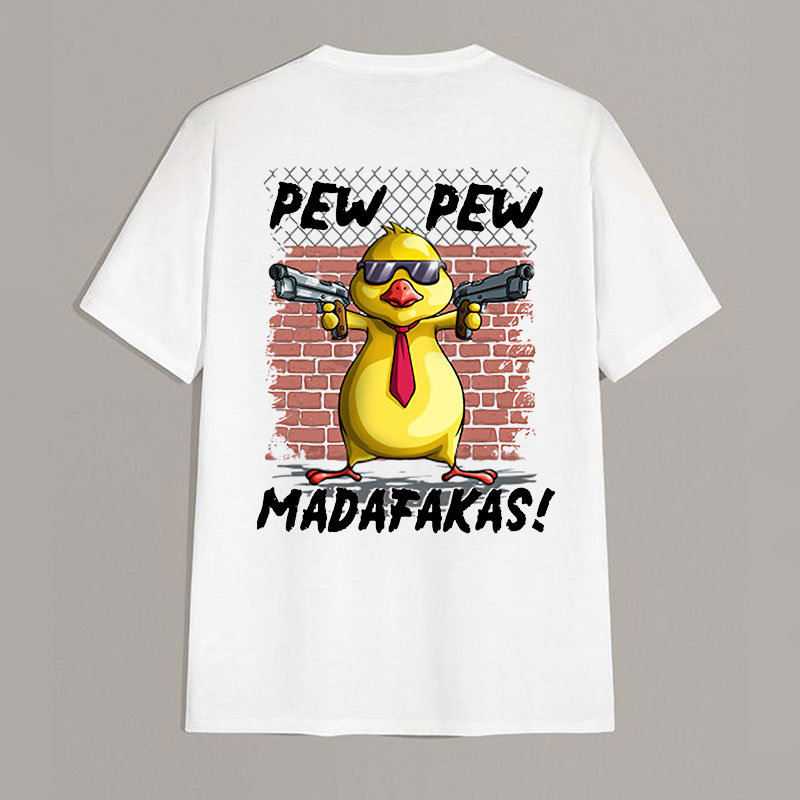 PEW PEW MADAFAKAS Duck Black Print T-shirt