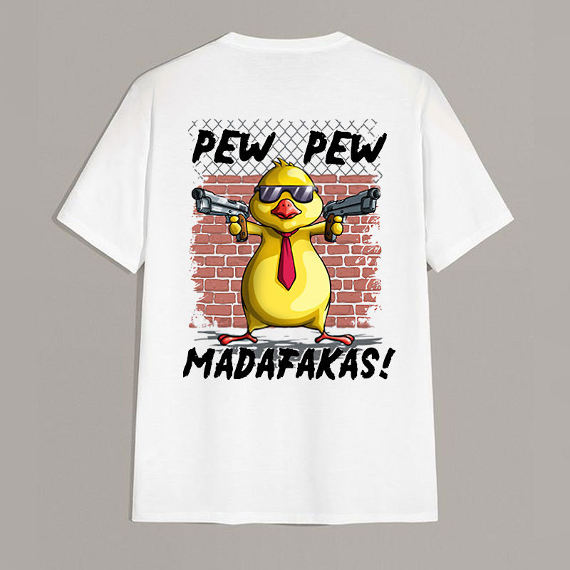 PEW PEW MADAFAKAS Duck Black Print T-shirt