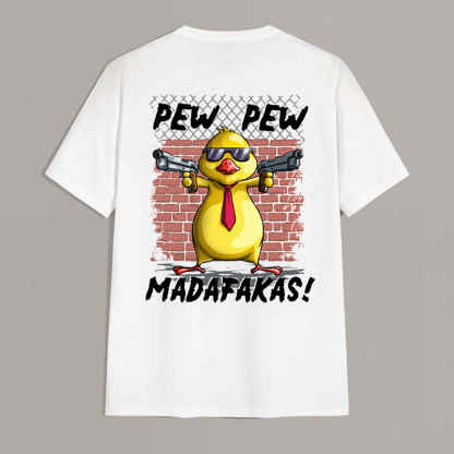 PEW PEW MADAFAKAS Duck Black Print T-shirt