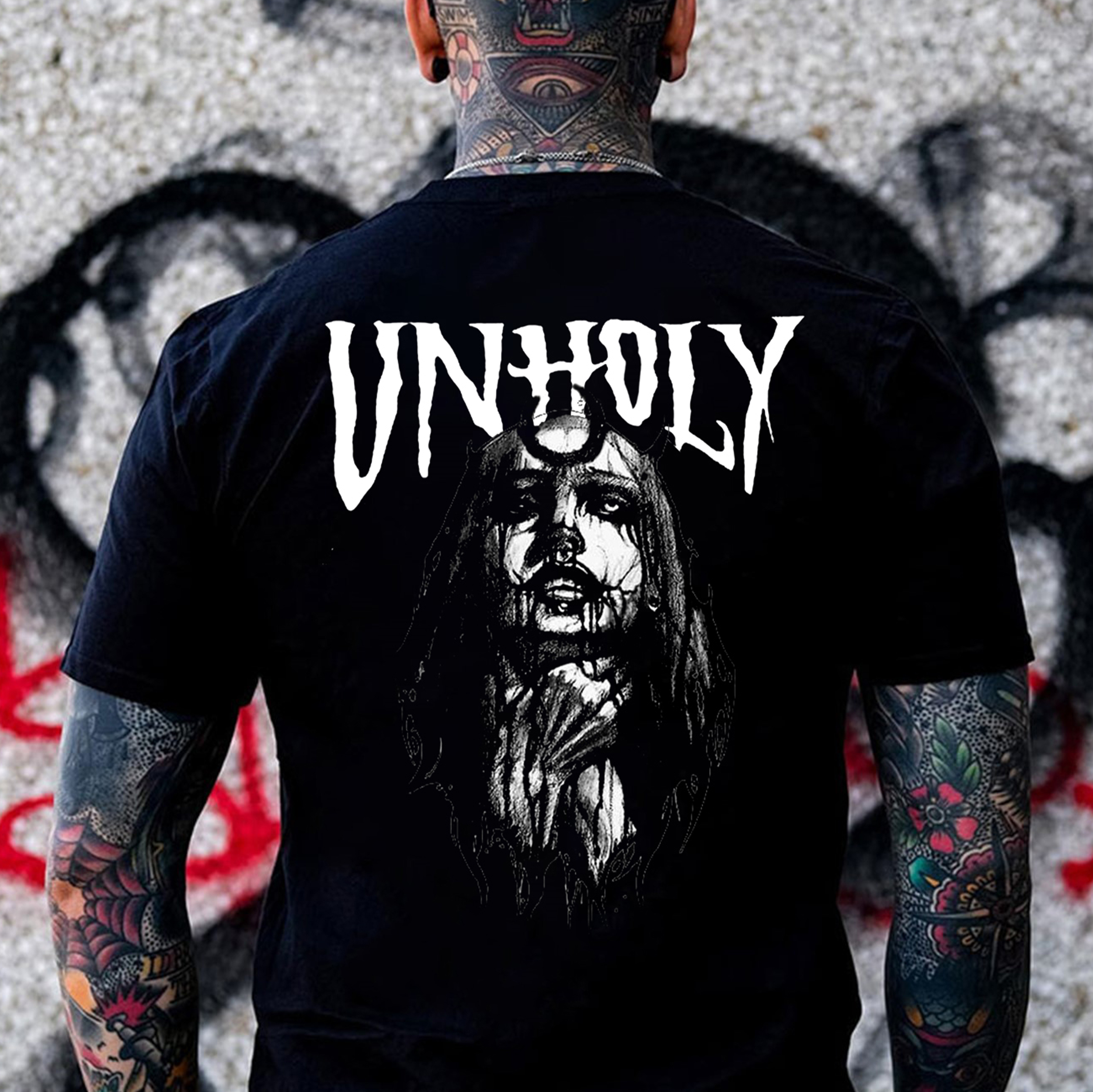 UNHOLY Bleeding Nun Print Men's T-shirt