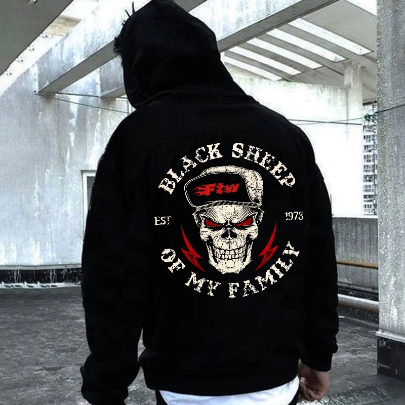 BLACK SHEEP OF MY FAMILY Skull Print Men's Hoodie