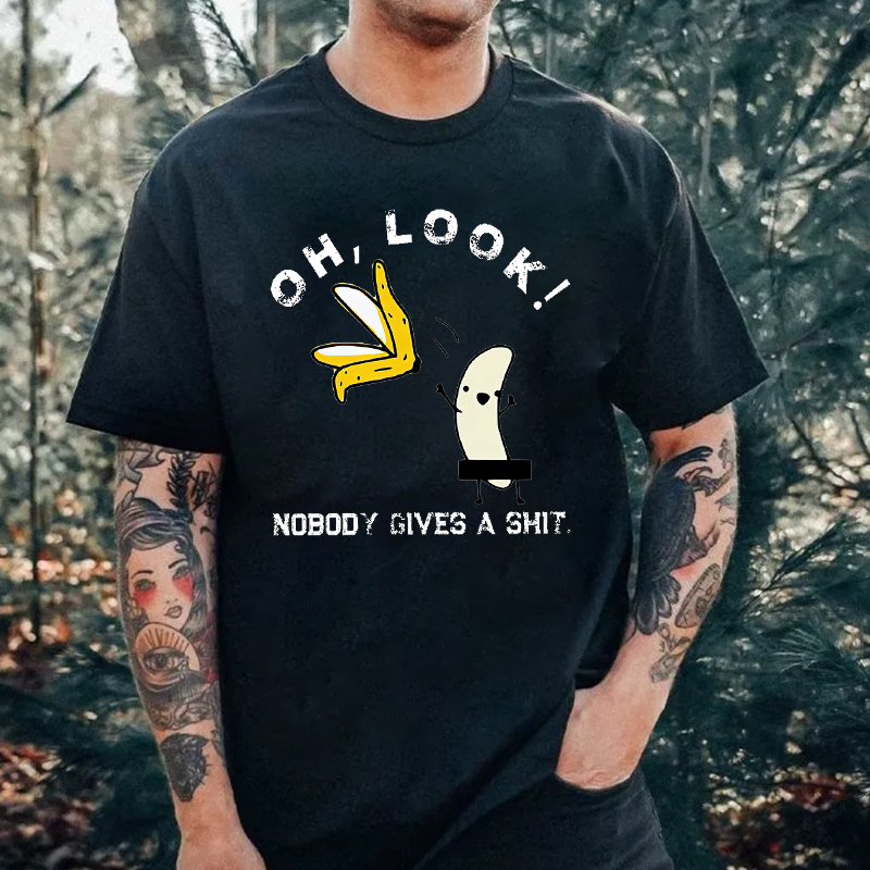 OH LOOK NOBODY GIVES A SHIT Peeled Banana Print Men's T-shirt