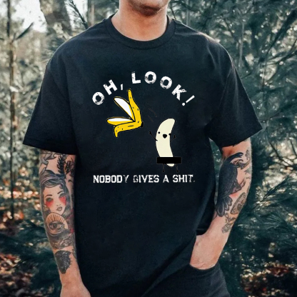 OH LOOK NOBODY GIVES A SHIT Peeled Banana Print Men's T-shirt