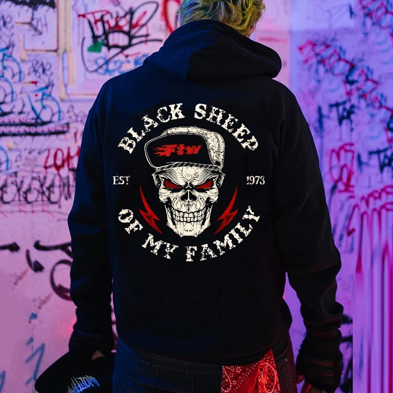 BLACK SHEEP OF MY FAMILY Skull Print Men's Hoodie