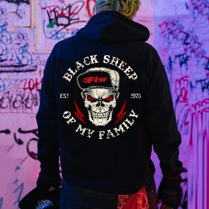 BLACK SHEEP OF MY FAMILY Skull Print Men's Hoodie