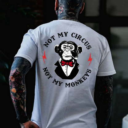 NOT MY CIRCUS NOT MY MONKEYS White Print T-Shirt