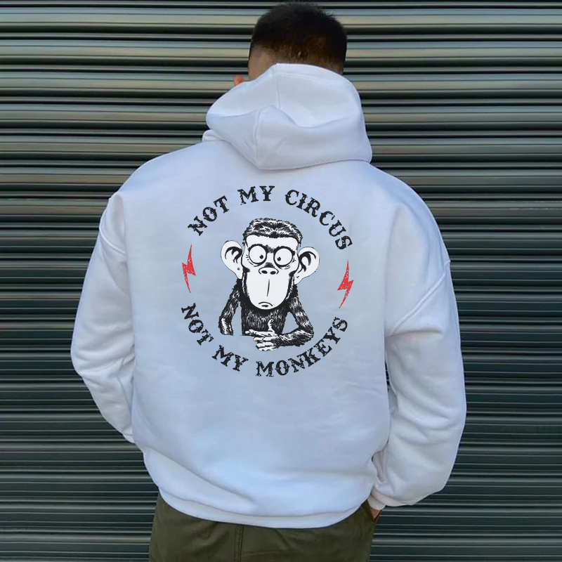 NOT MY CIRCUS NOT MY MONKEY Black Print Hoodie