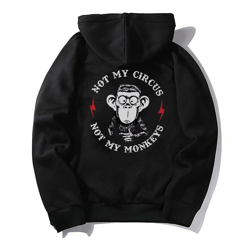 NOT MY CIRCUS NOT MY MONKEY Black Print Hoodie