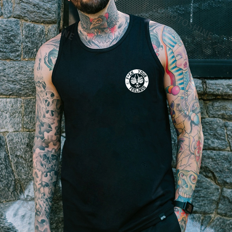 FUCK YOUR FEELINGS Bone Hand Print Men's Vest
