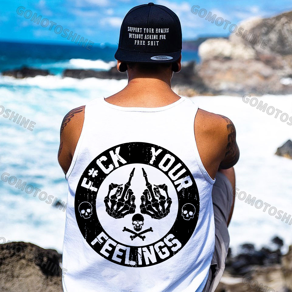 FUCK YOUR FEELINGS Bone Hand Print Men's Vest