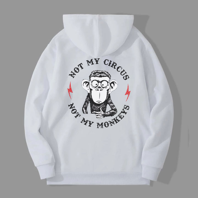 NOT MY CIRCUS NOT MY MONKEY Black Print Hoodie