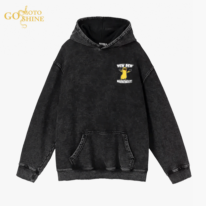 PEW PEW MADAFAKAS Yellow Duck Men's Washed Hoodie