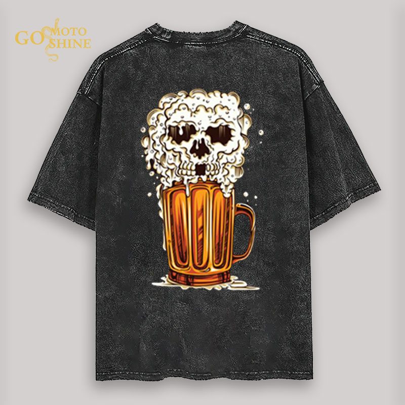 Skull Beer Men's Washed T-shirt