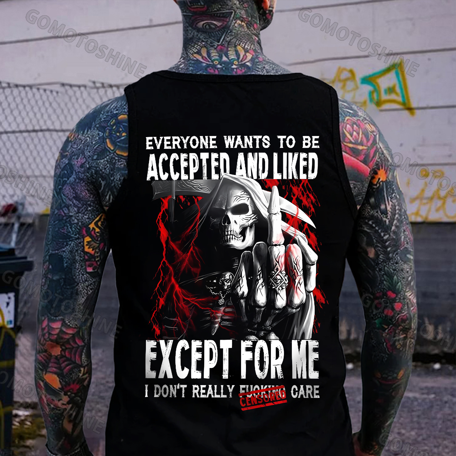 EVERYONE WANTS TO BE ACCEPTED Defiant Skeleton Print Men's Vest