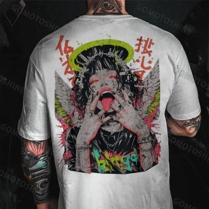 Crazy Angel Girl Print Men's T-Shirt