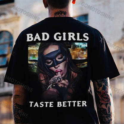 BAD GIRLS TASTE BETTER Suck Finger Lady Print Men's T-Shirt