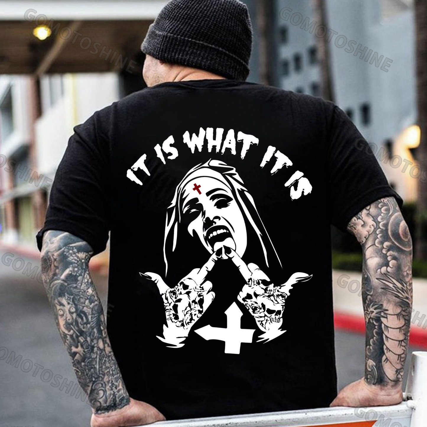 IT IS WHAT IT IS Defiant Nun Print Men's T-Shirt