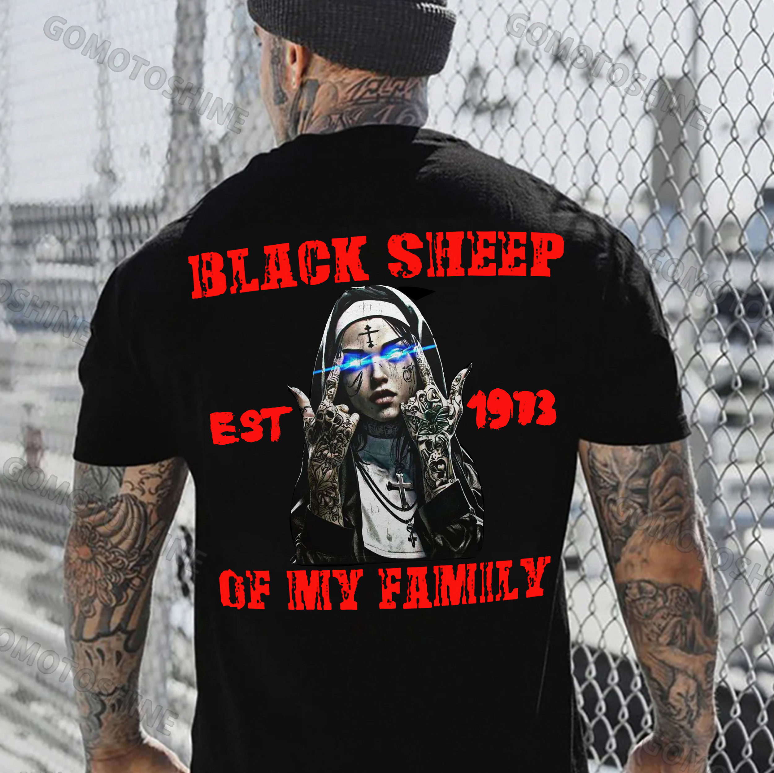 BLACK SHEEP OF MY FAMILY Defiant Nun Print Men's T-Shirt
